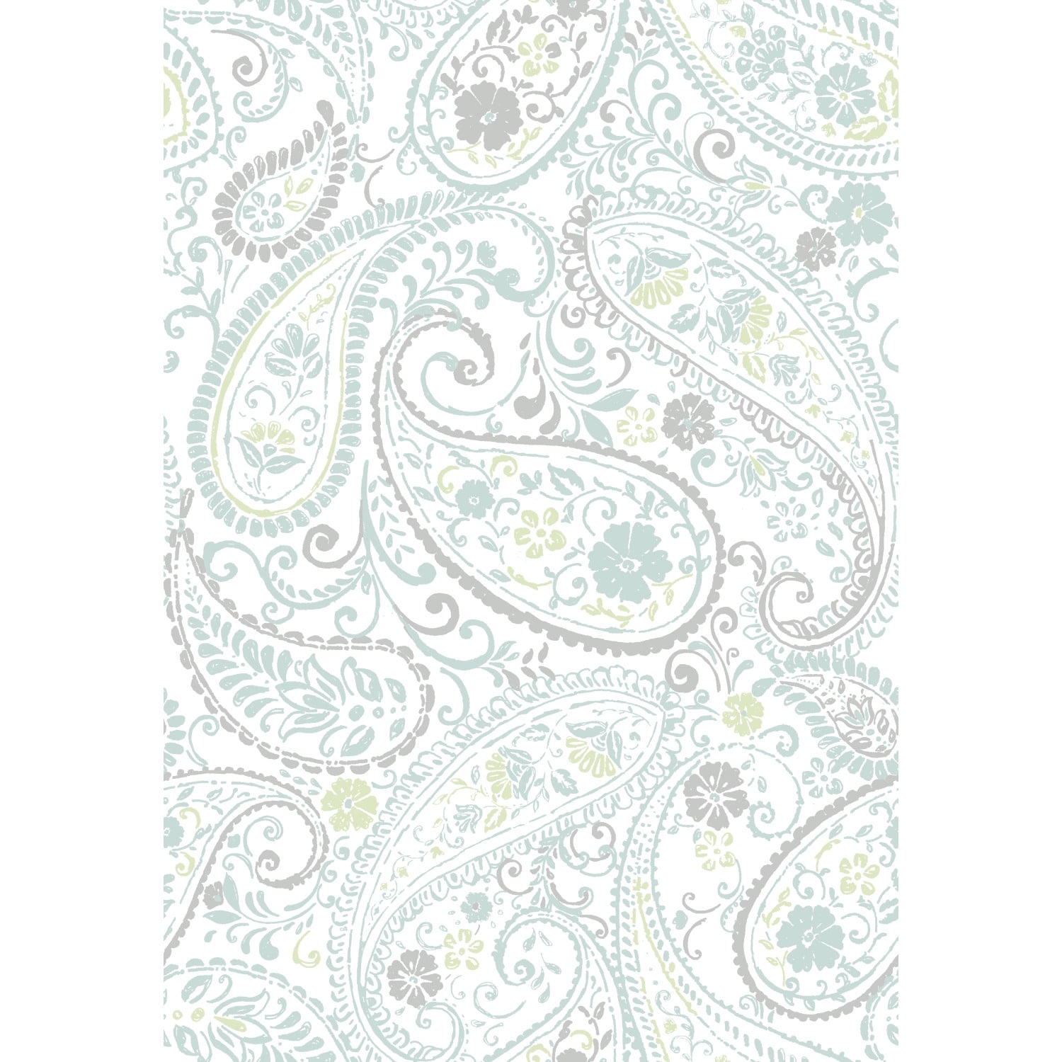 RoomMates Grey & Teal Paisley Prince Peel and Stick Wallpaper