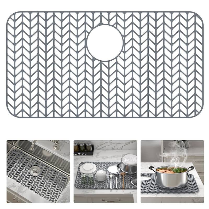 Silicone Sink Mat Sink Protectors for Kitchen Sink - 26 in. W x 14 in. D-REAR DRAIN