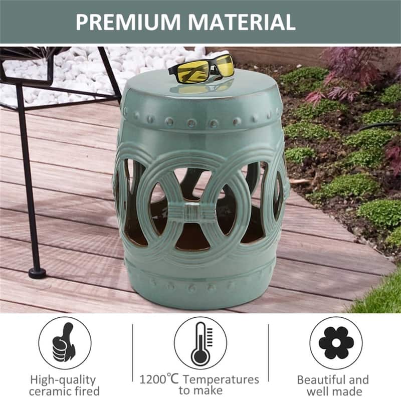 Multifunctional Garden Stool Bench for Patio, Deck, or Yard - 13.6" Dia x 17.3" H