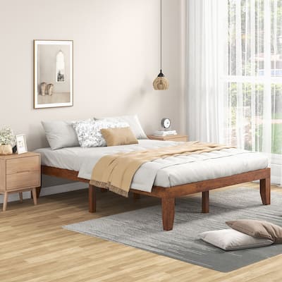 Gymax 14'' Full Size Wooden Platform Bed Frame w/ Strong Slat Support