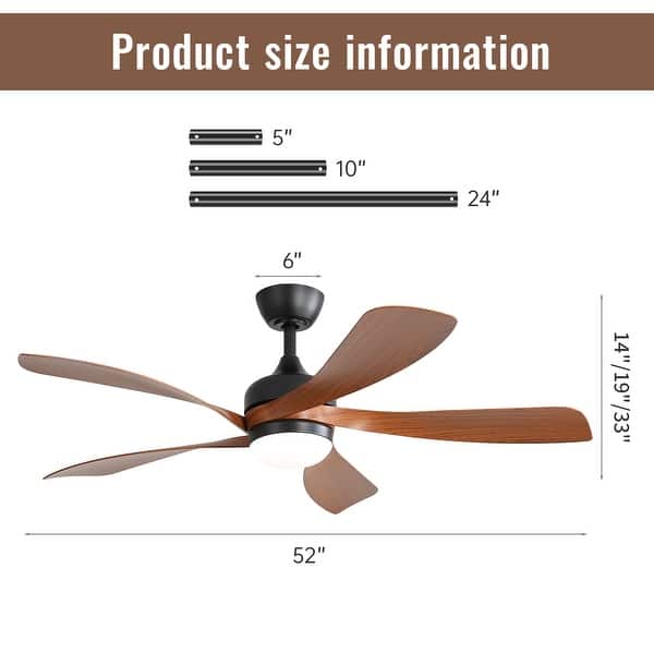 dimension image slide 6 of 8, Sofucor 45/52 Inch Ceiling Fan with Remote & Lights Quiet DC Motor 5 Blade High CFM Modern Fan