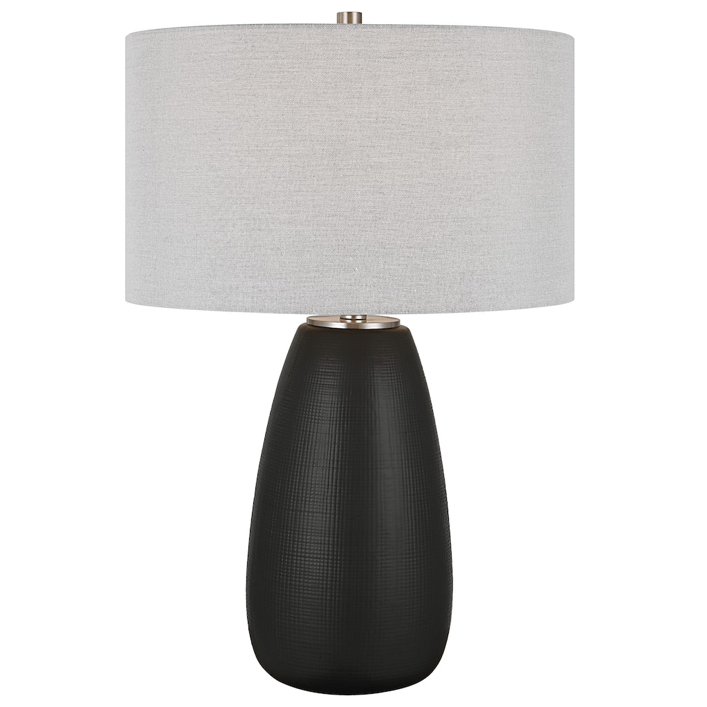 Uttermost Twilight Satin Black Table Lamp - 27"H,   Shade 10"H x 17"Dia.