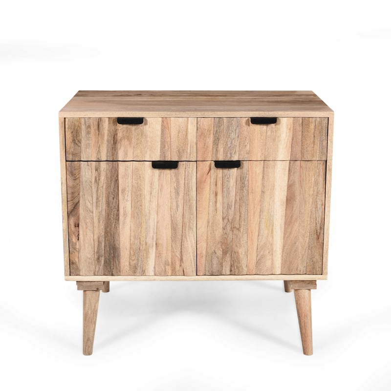 Solid Wood Buffet Sideboard with Storage, Farmhouse Storage Cabinet Coffee Bar with 2 Drawers, Kitchen Small Accent Cabinets
