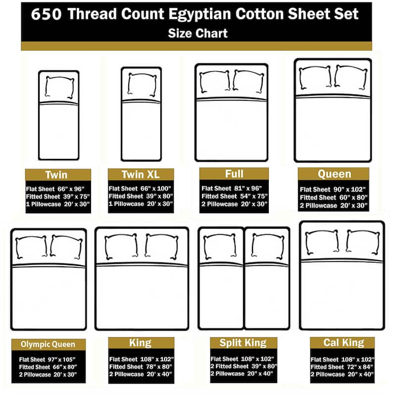 Superior Egyptian Cotton 650 Thread Count Deep Pocket Solid Sheet Set