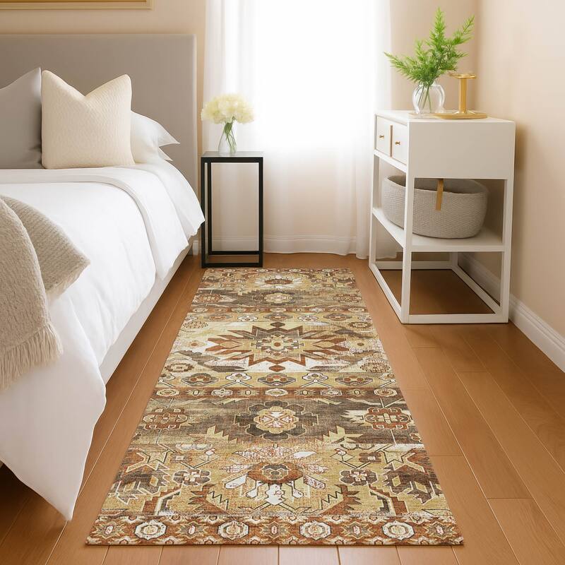 Machine Washable Indoor/ Outdoor Traditional Hudson Chantille Rug