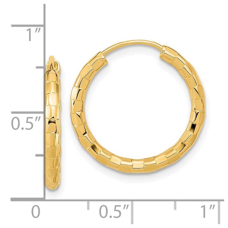 Curata 14k Yellow Gold Polished Faceted 2.5x19mm Endless Hoop Earrings