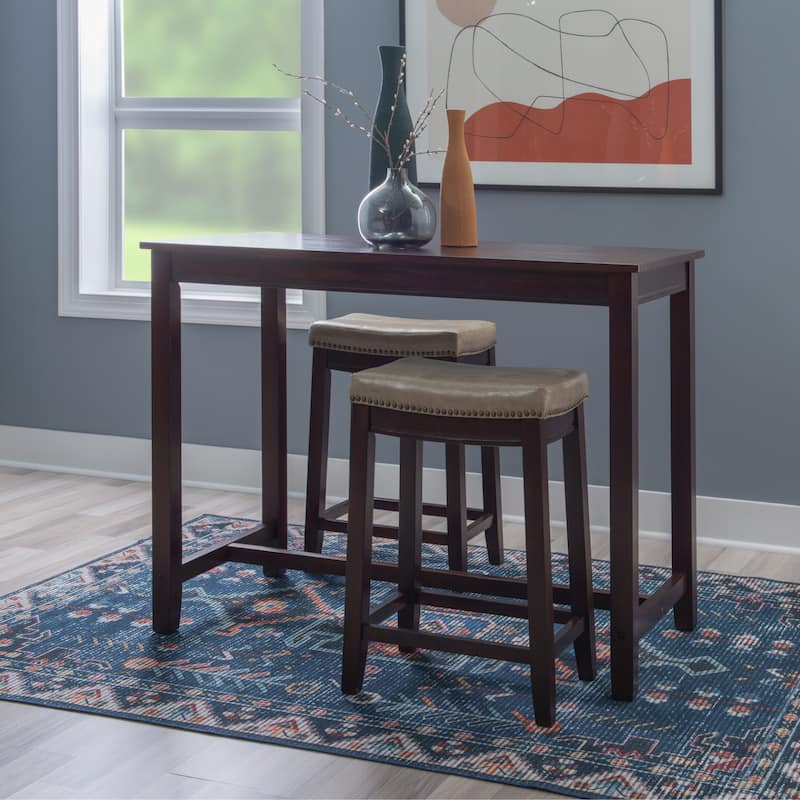 3-Piece Counter Table and Stools - 47.25" - Brown and Beige