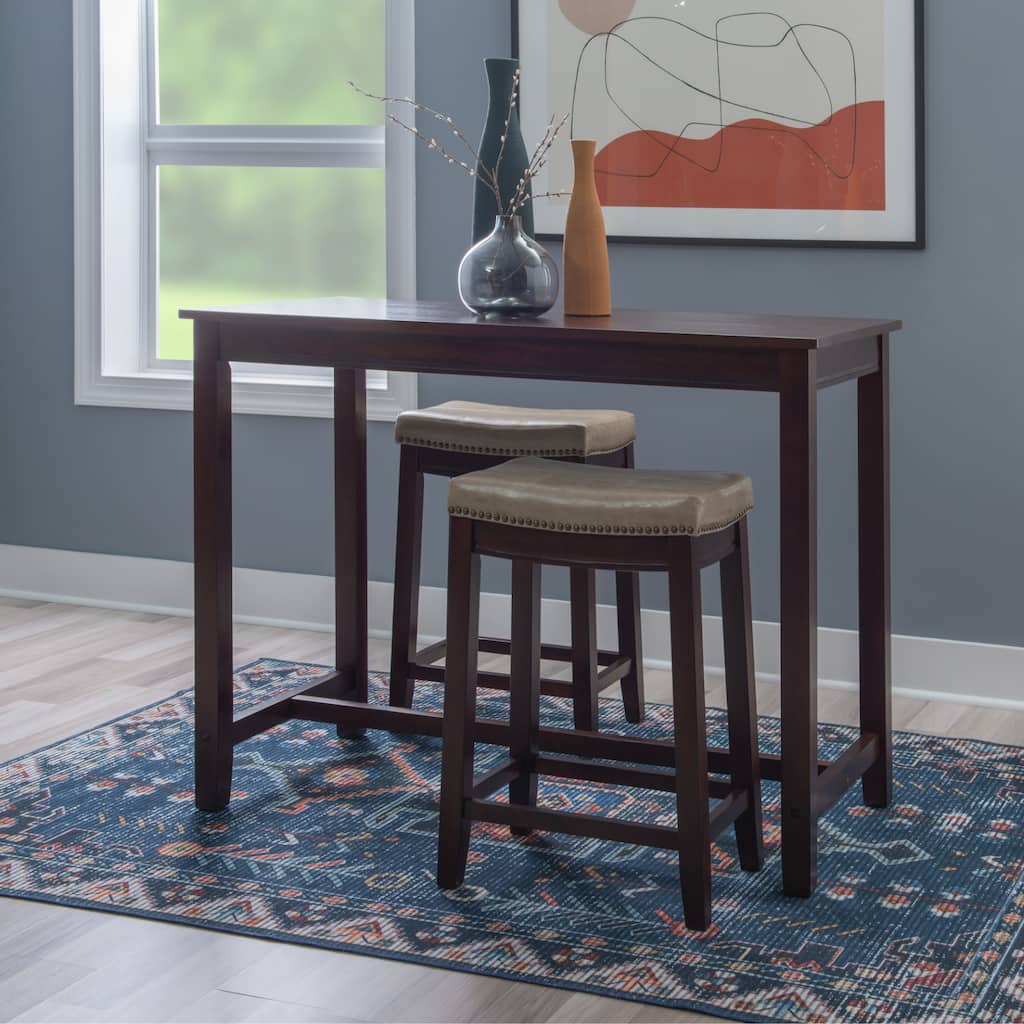 3-Piece Counter Table and Stools - 47.25" - Brown and Beige