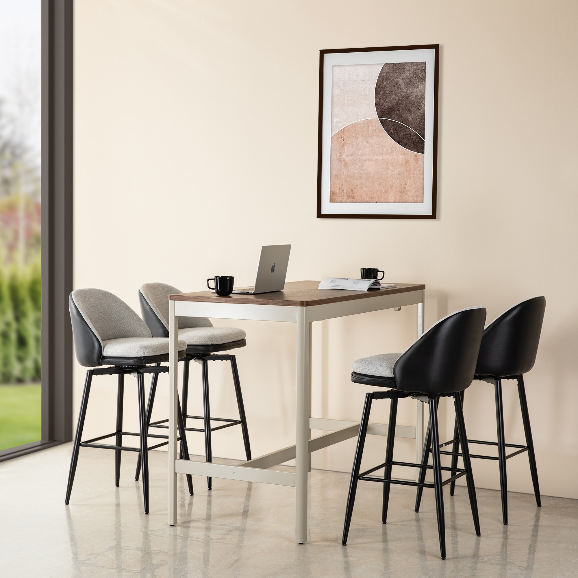 Glitzhome Set of 2 41"H Modern Tapered Leg Short or Bar Stools Pub Chair