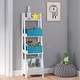 preview thumbnail 8 of 19, RiverRidge Kids 4-Tier 13in Ladder Shelf Toy Organizer with 3 Open Display Shelves - White with Two 5" Fabric Bins Turquoise