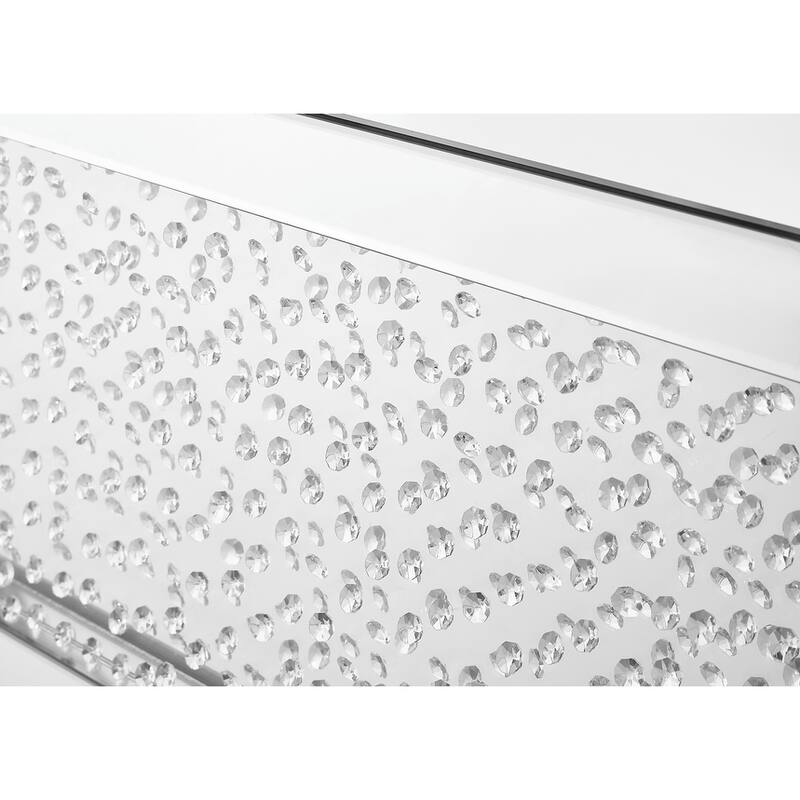 48 inch Rectangle Crystal Coffee Table In Clear Mirror Finish