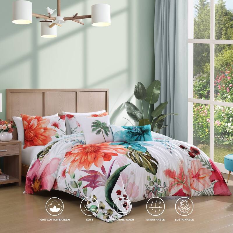 Bebejan Eden's Embrace 100% Cotton Sateen 5 Piece Reversible Comforter Set