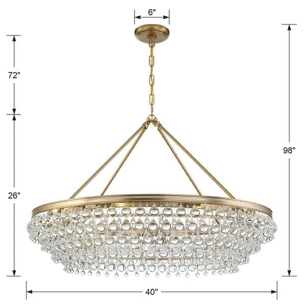 Calypso 8 Light Crystal Teardrop Vibrant Gold Chandelier - 40'' W x 25.75'' H - 40'' W x 25.75'' H