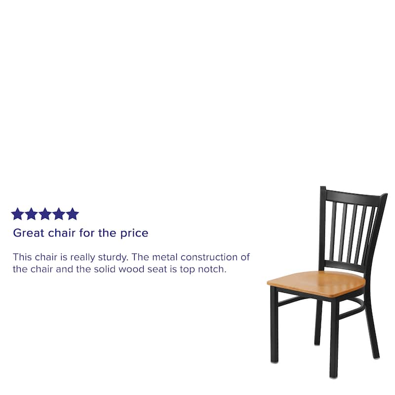 Vertical Back Metal Restaurant Chair - 17"W x 20.25"D x 34.25"H