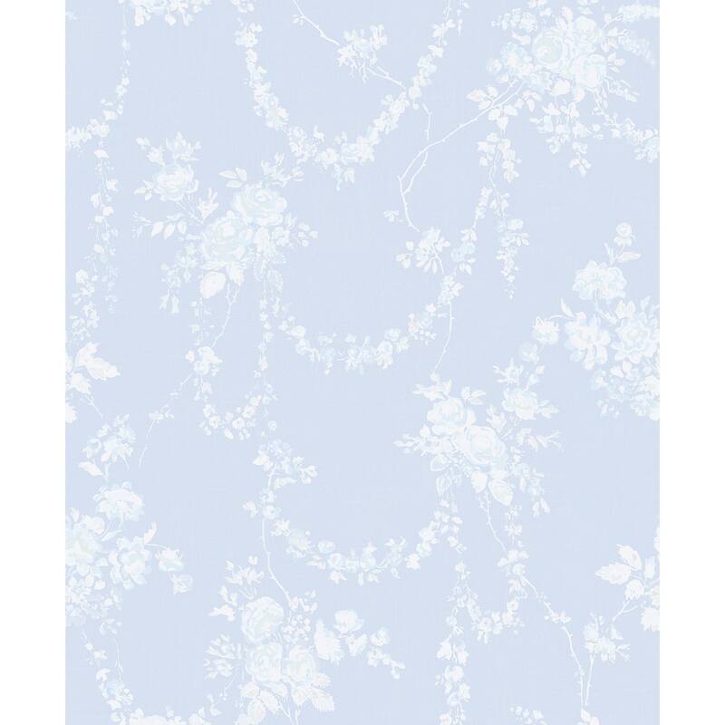 LoveShackFancy Chandelier Gates Blue Gemstone Floral Drape Wallpaper