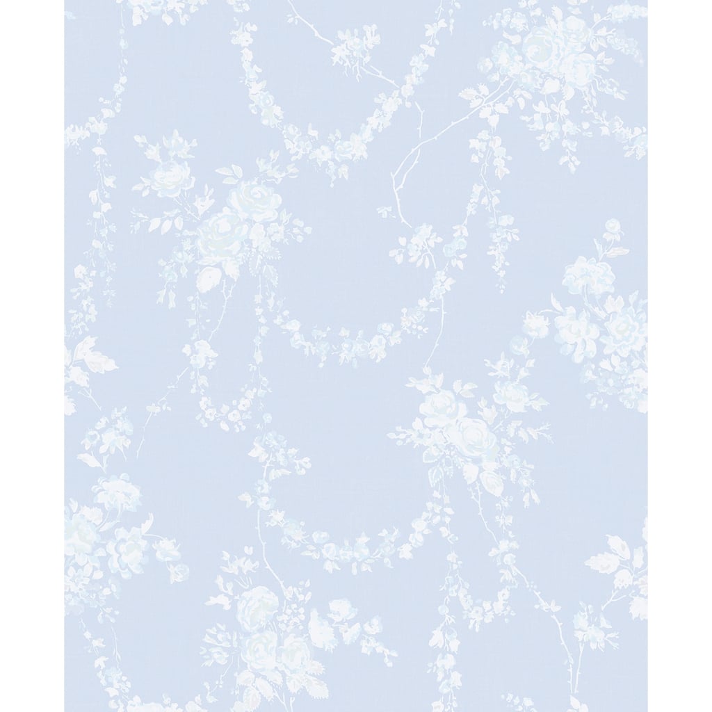 LoveShackFancy Chandelier Gates Blue Gemstone Floral Drape Wallpaper