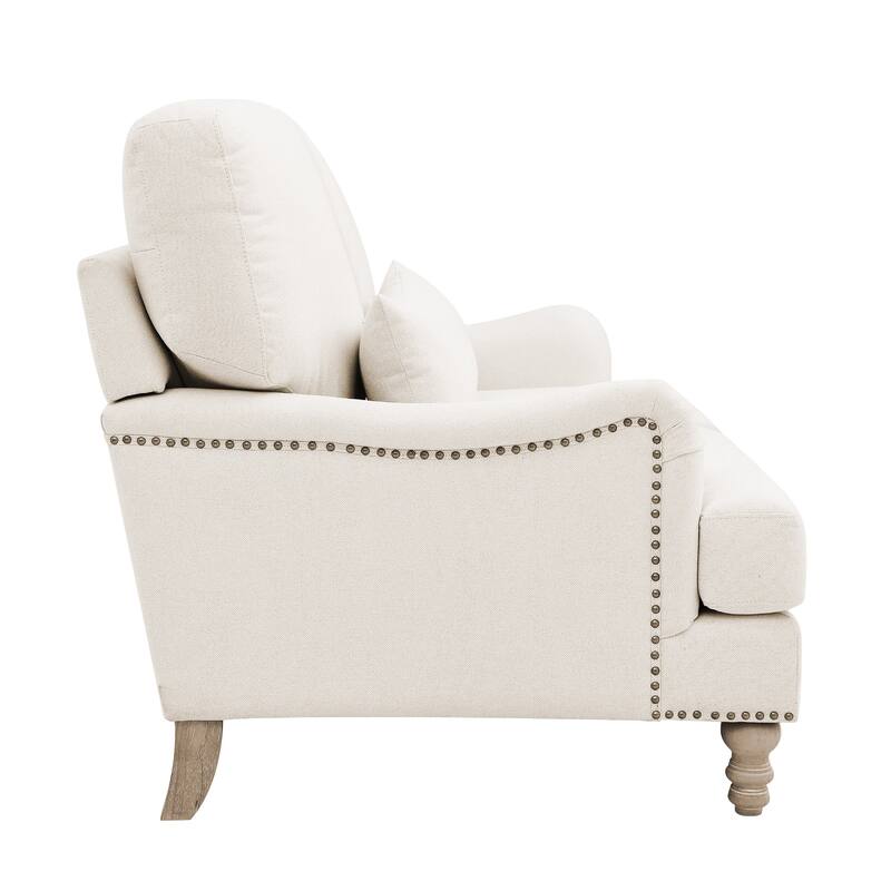 Modern Upholstered 2-Seater Sofa with Solid Wood Legs for Living Room