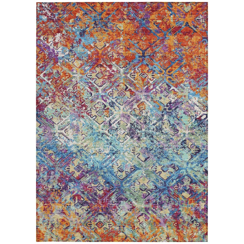 HomeRoots Geometric Transitional Rectangle Outdoor Rug