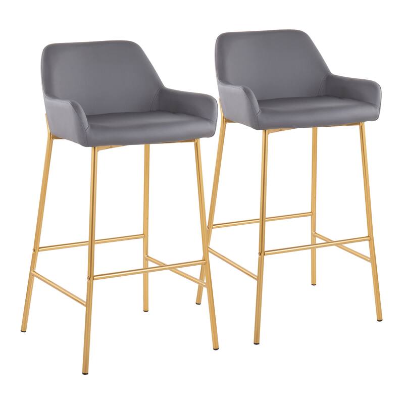 Silver Orchid Galotti Gold Fixed-Height Upholstered Bar Stool - Set of 2
