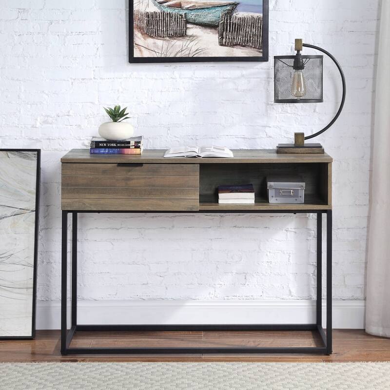 Stylish Writing Desk with Concealed and Open Storage, Soft-Close Drawer, and Durable Scratch-Resistant Surface