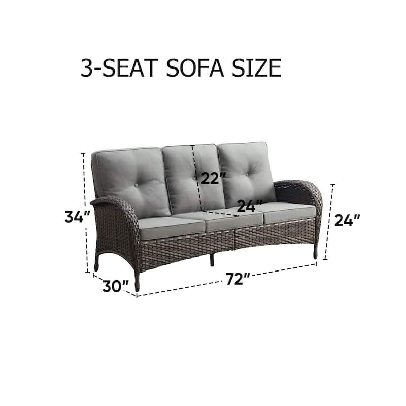 Gymojoy 3-Seat Patio Wicker Sofa High Back Sofa