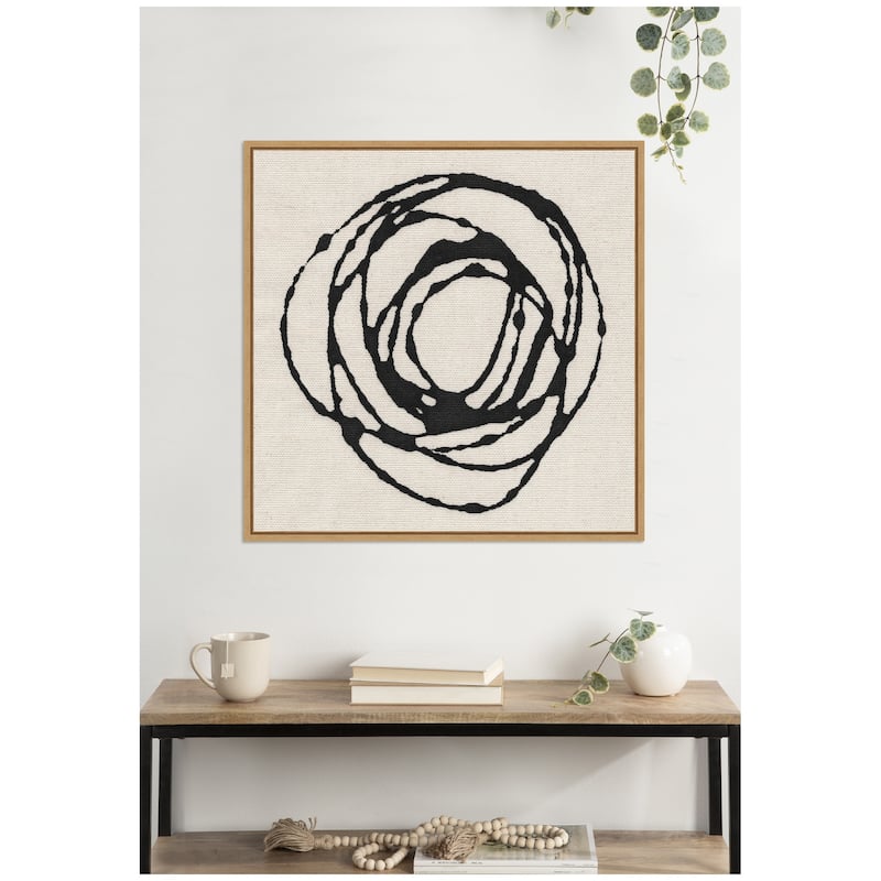Kate and Laurel Sylvie Flowing Circle Abstract Framed Canvas by The Creative Bunch Studio