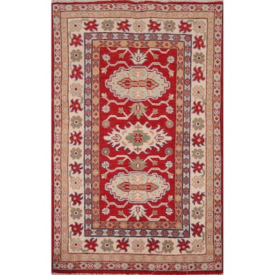 Kazak Foyer Rug Handmade Traditional Red Wool Carpet - 2'8" x 4'2"
