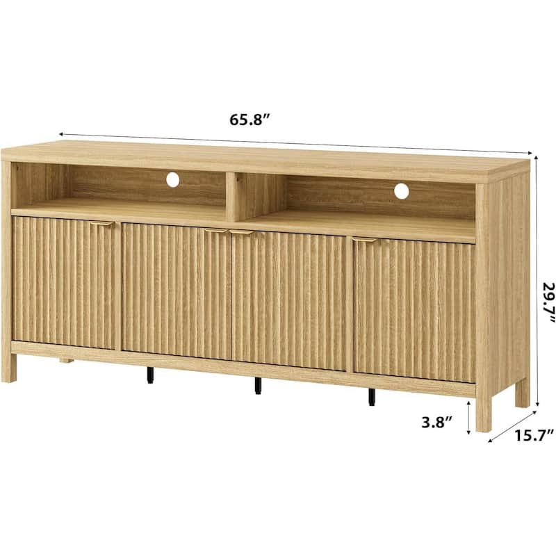 Modern Accent 65.8" Fluted Sideboard Cabinet, TV Stand for Living Room, Entryway - N/A