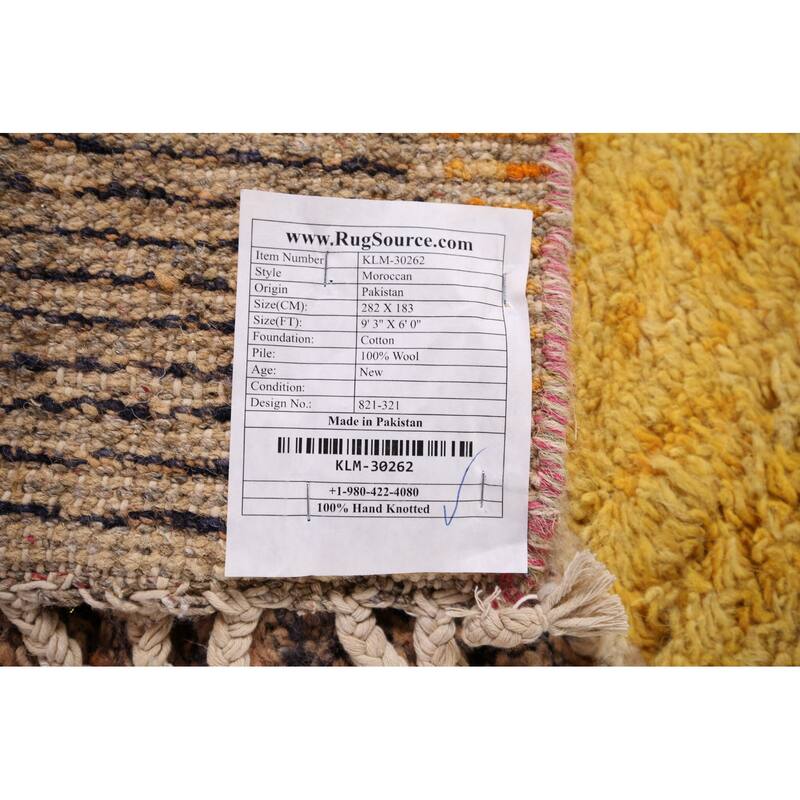 Colorful Trellis Moroccan Area Rug Handmade Wool Carpet - 6'0" x 9'3"