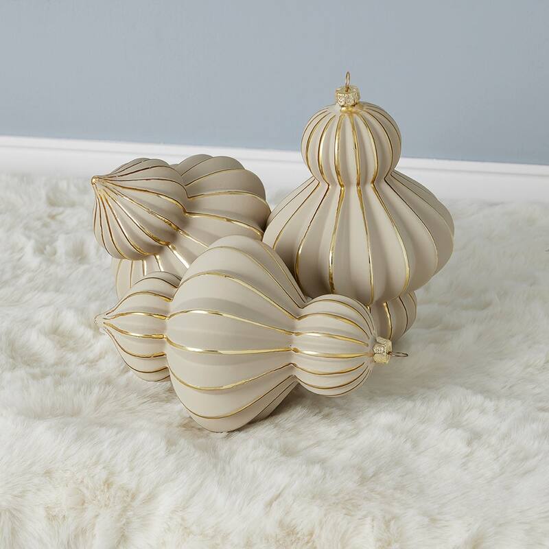 Gesso Finial Glass Ornament 120mm Set of 3 - Stone