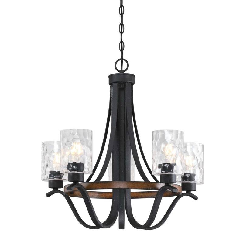 Westinghouse 6133100 Barnwell 5 Light 24" Wide LED Ring Chandelier - Textured Iron / Barnwood