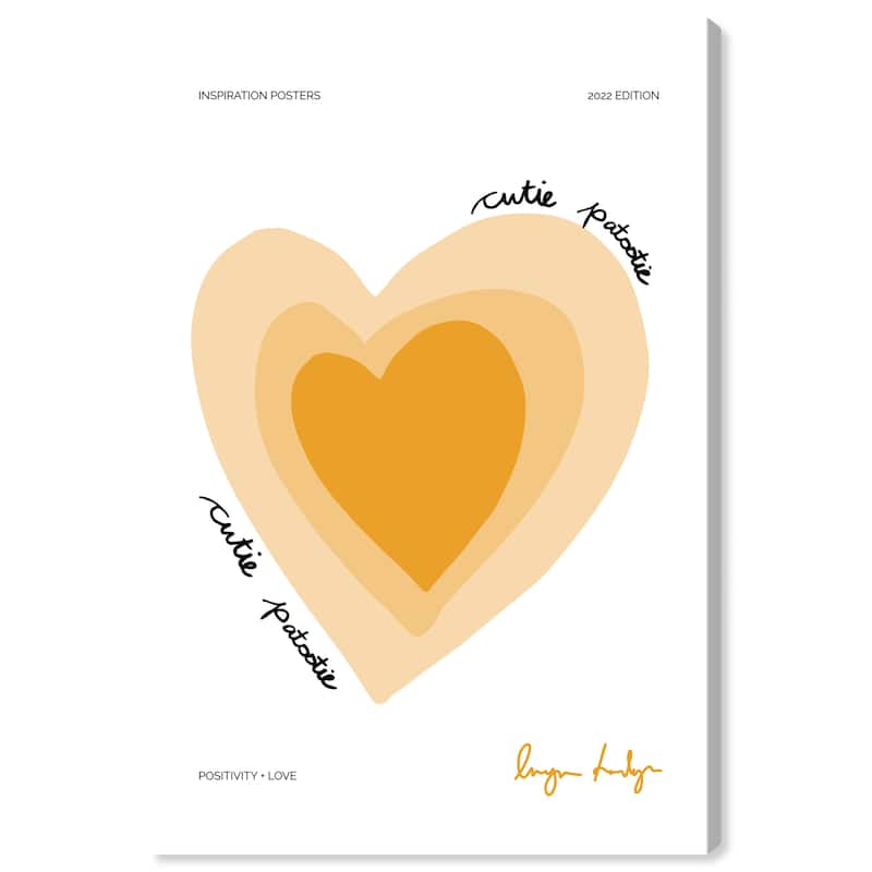 Wynwood Studio Canvas Typography and Quotes Cutie Patootie Orange and Dark Yellow Modern & Contemporary Wall Art Canvas Print