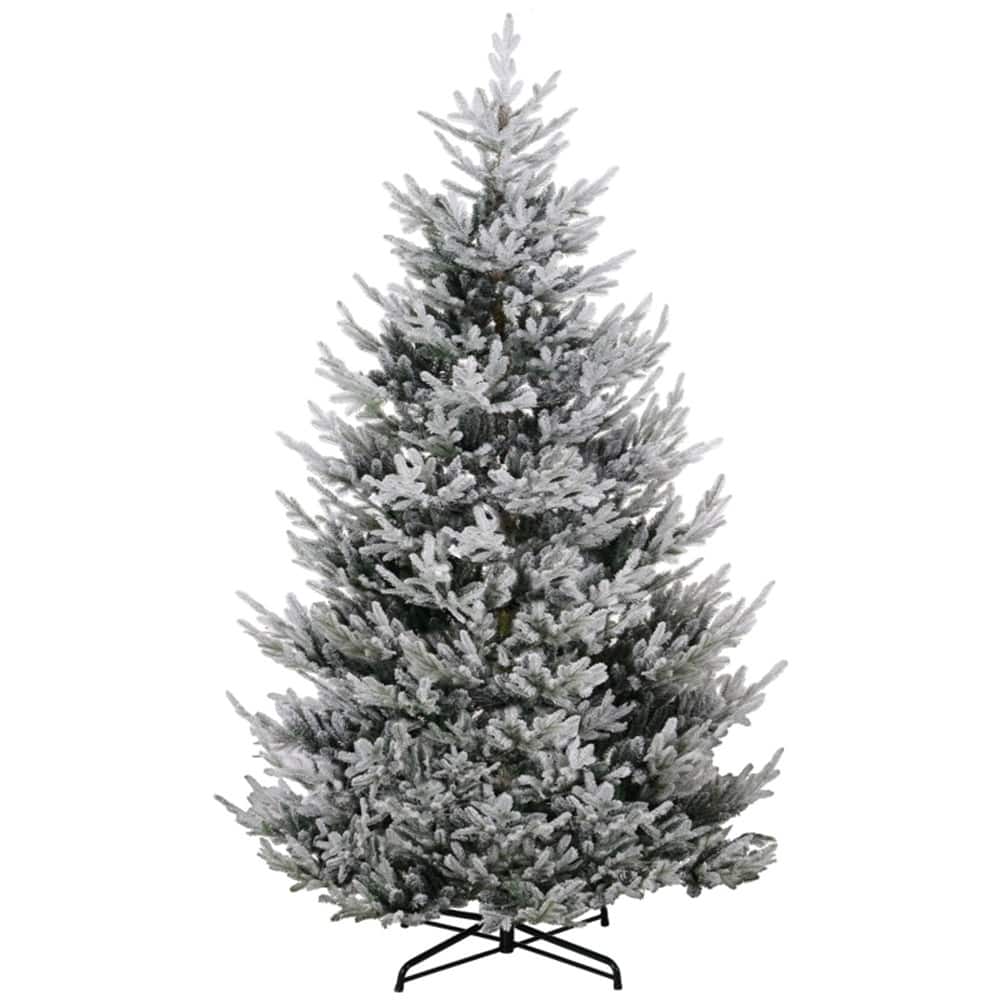 9 ft Green Plastic PE Steel Nordic Pine Christmas Tree with Snow - 60" Dia. x 108" H