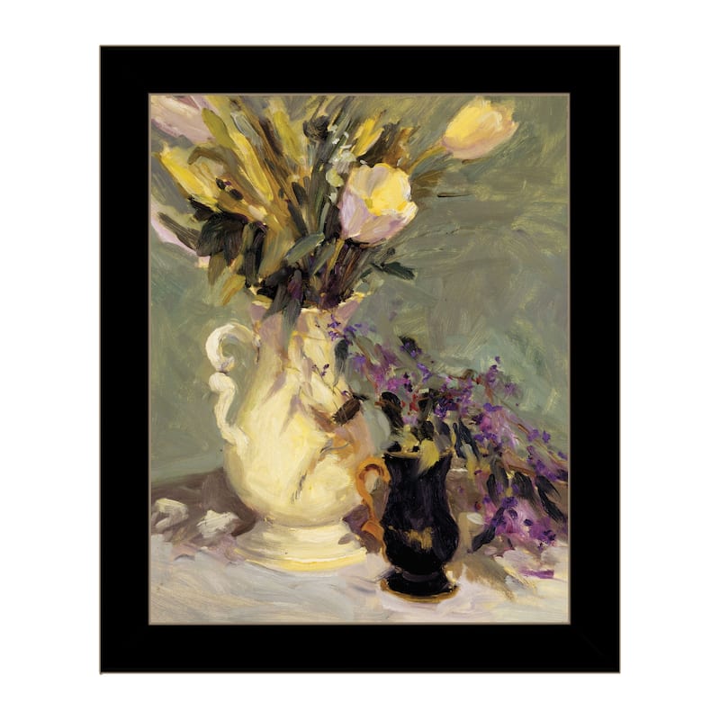 TrendyDecor4U "Tulips & Lavender" Framed Print Wall Art - Black