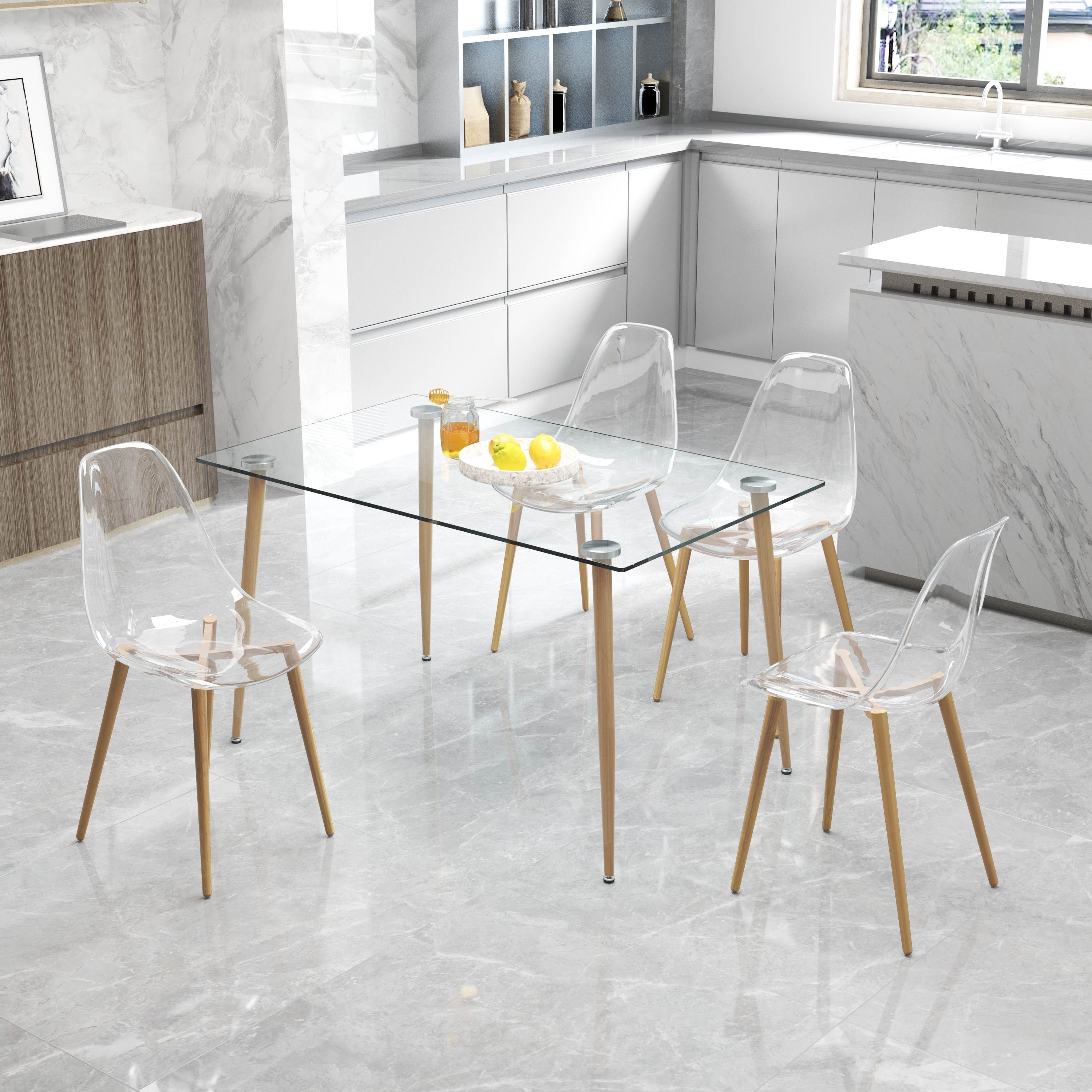 Modern simple transparent dining chair plastic chair armless
