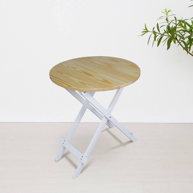 No Assembly Required 23.5 in W Solid Wood Round Folding Narrow Dining Table
