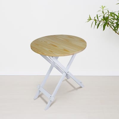 No Assembly Required 23.5 in W Solid Wood Round Folding Narrow Dining Table