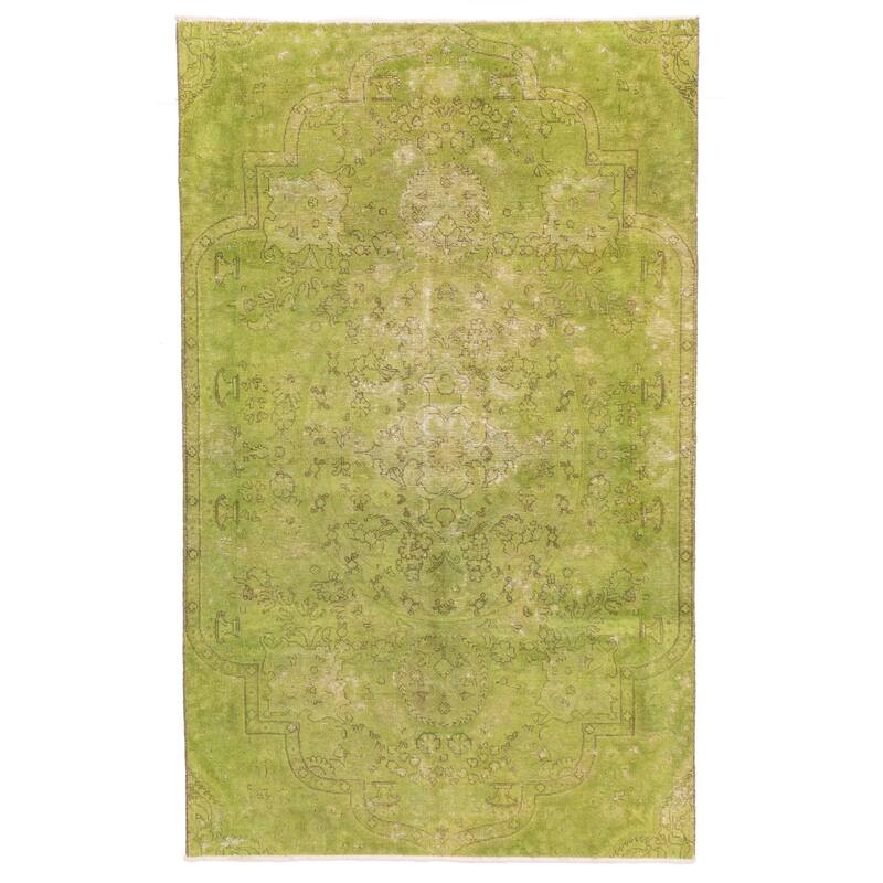 ECARPETGALLERY Hand-knotted Color Transition Lime Wool Rug - 4'4 x 7'4