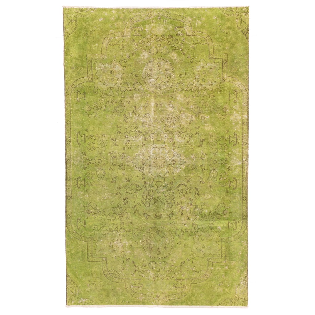ECARPETGALLERY Hand-knotted Color Transition Lime Wool Rug - 4'4 x 7'4
