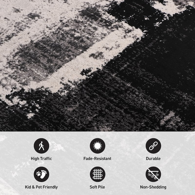 World Rug Gallery Modern Abstract Design Black Area Rug