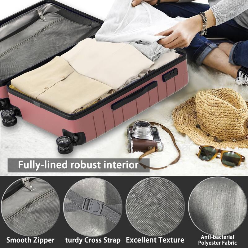 SUGIFT 3 Piece Luggage Set, Trunk Set, Hardside Lightweight Suitcase Carry with Spinner Wheels & TSA Lock, 20in/24in/28in