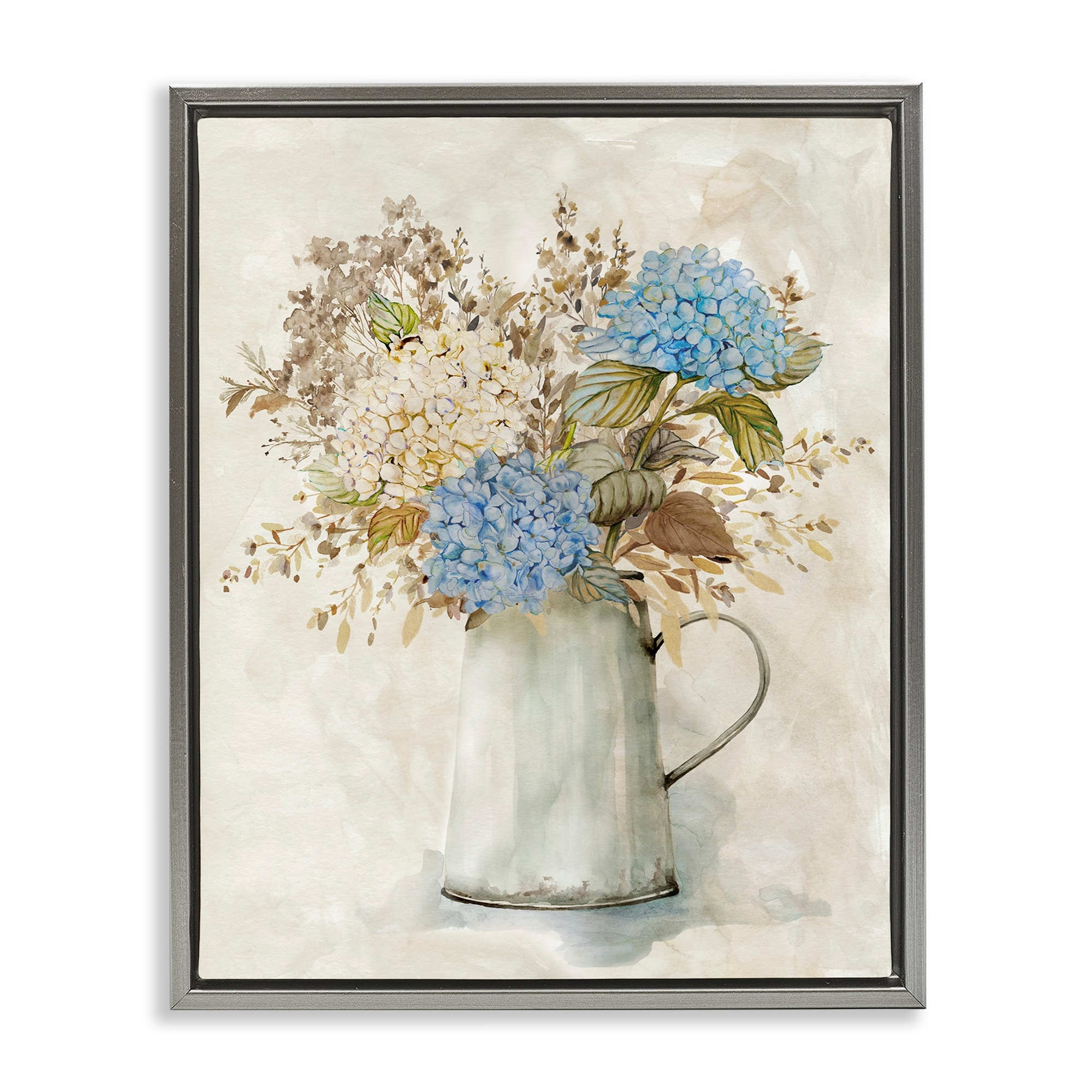 Stupell Rustic Country Jug with Flowers Framed Floater Canvas Wall Art Design By Carol Robinson