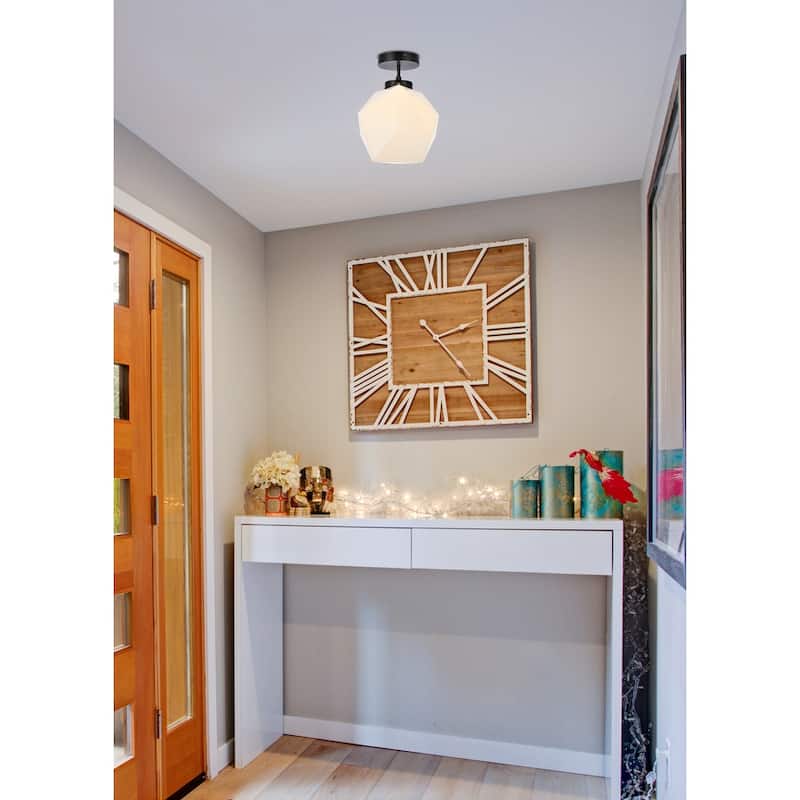 Lance 1 Light White Glass Flush Mount - 9.8 Inch