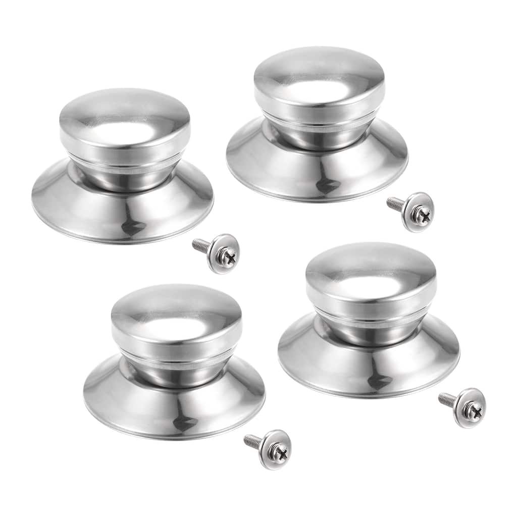 Pot Lid Knob,Replacement Knob 42x31mm for Glass,Pan Cover Lid,4pcs - Silver Tone