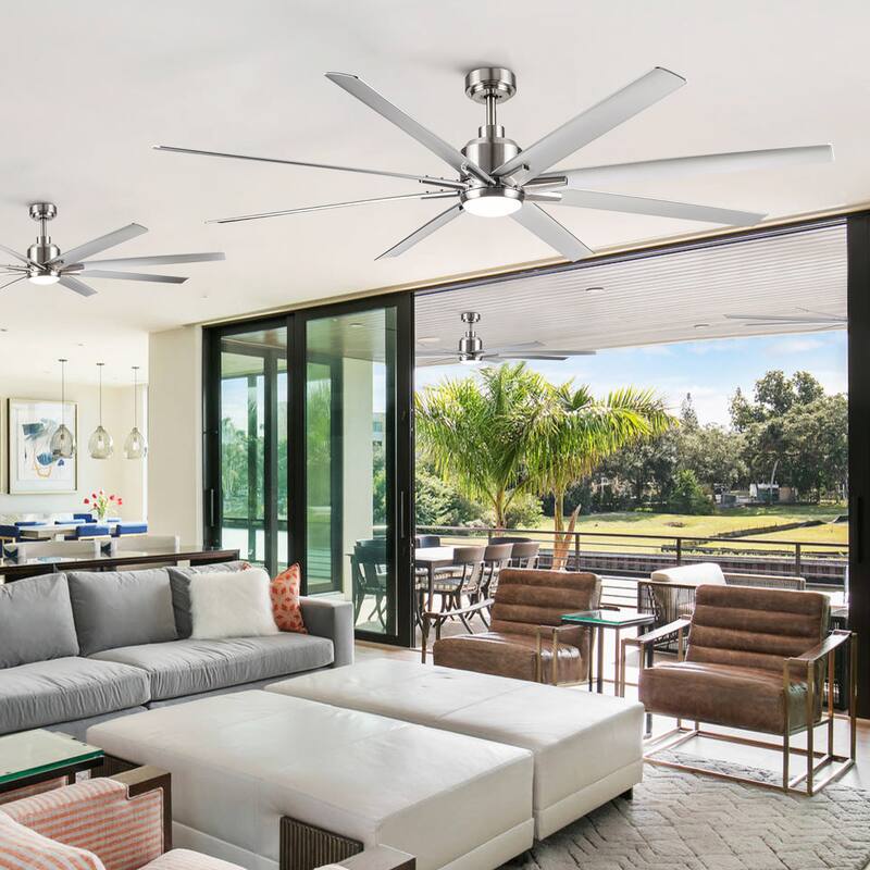 YUHAO Modern 72 inch Outdoor/Indoor Windmill Integarted LED Large Ceiling Fan Lighting with DC Motor,Remote Control