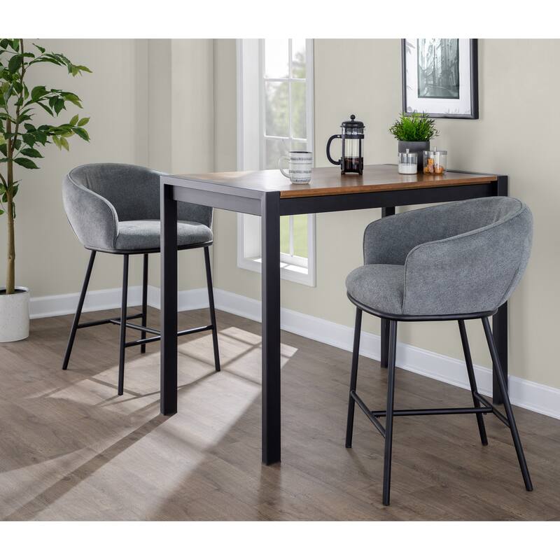 Porch & Den Kacie Counter Stool in Black Steel and Fabric - Set of 2