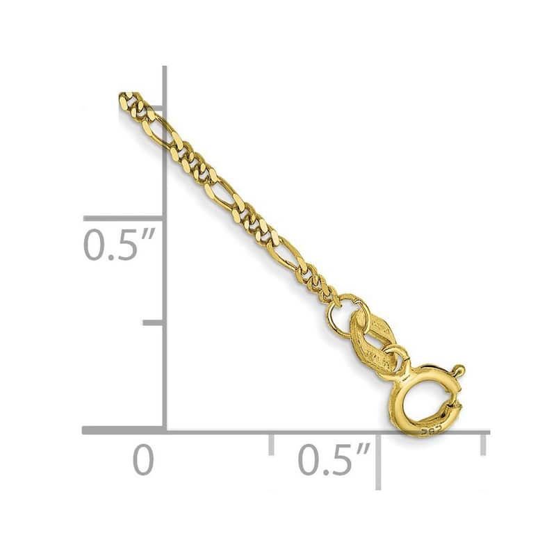 Curata 10k 1.25mm Flat Figaro Chain Bracelet - 7 Inch