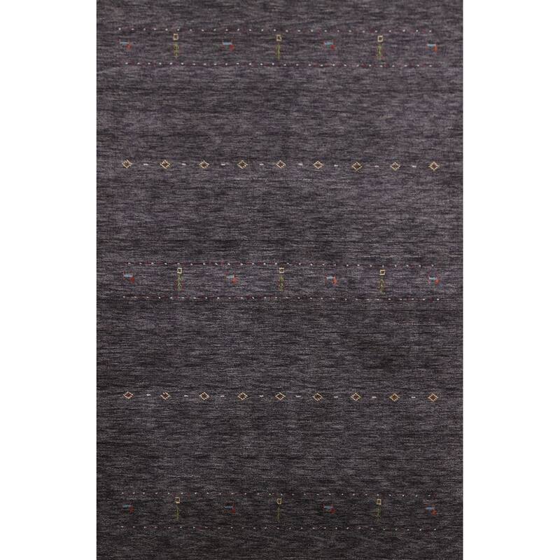 Hand Knotted Oriental 100% Wool Carpet Tribal Animal Pictorial Greys & Charcoal Gabbeh Area Rug - 7' 10'' X 5' 0''