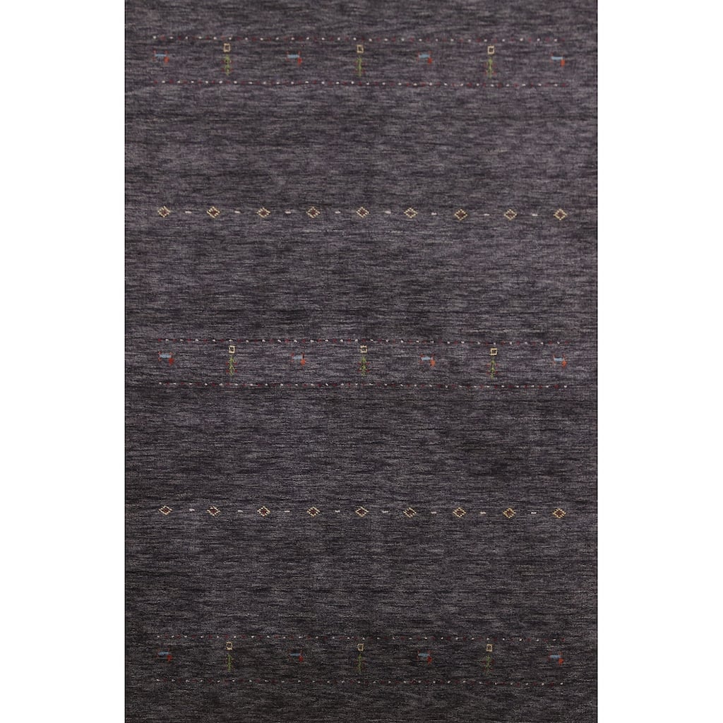 Hand Knotted Oriental 100% Wool Carpet Tribal Animal Pictorial Greys & Charcoal Gabbeh Area Rug - 7' 10'' X 5' 0''