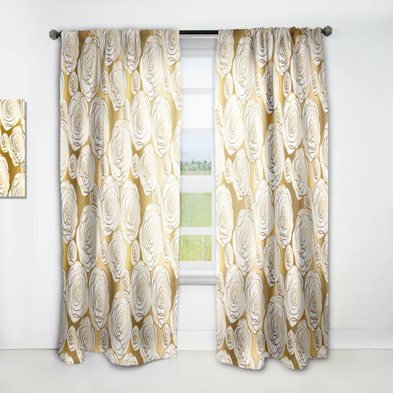 Designart 'Golden Floral III' Mid-CenturyCurtain Single Panel
